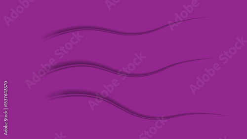 Purple background with curved line and crease with shadow. Vector illustration.