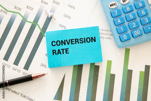 Schilderij op canvas Text conversion rate on a white notebook sheet.