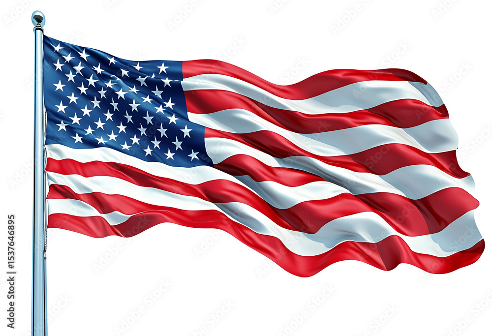 Fototapeta premium American flag waving isolated on white background