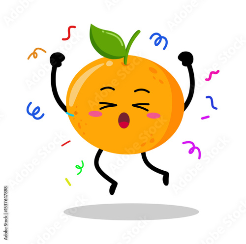Cute Hand Drawn Orange  celebration jump