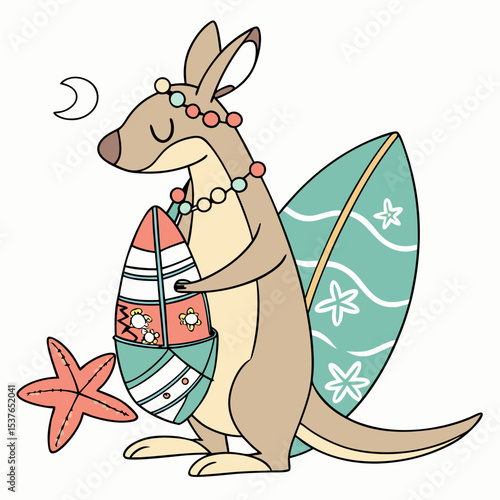 Ocean Dreams themed SVG: Bashful Wallaby with wrapped in fairy lights in a Under the Sea environment