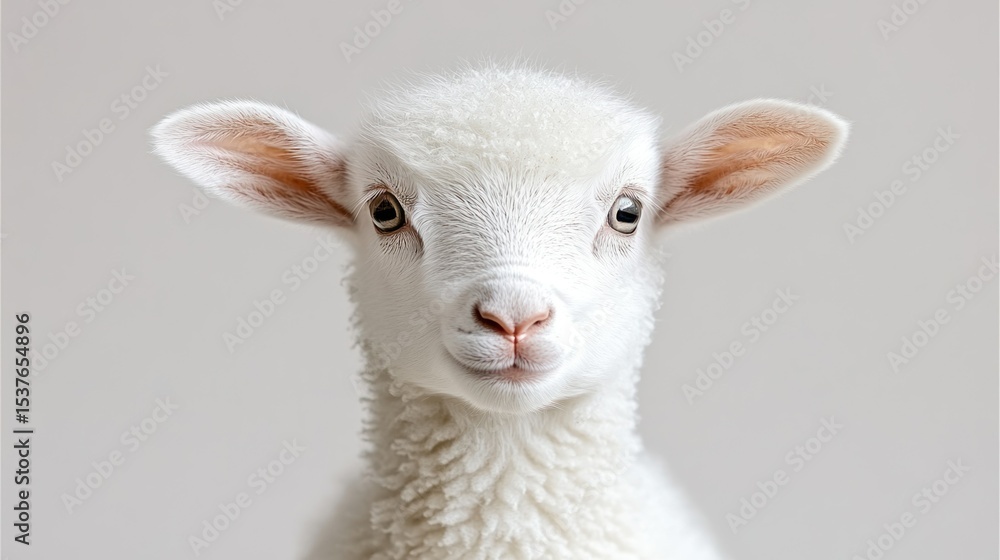Fototapeta premium Adorable Lamb Portrait on White Background