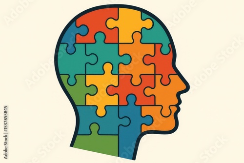 Wallpaper Mural Human brain puzzle concept with colorful jigsaw pieces representing knowledge and cognitive function for educational design Torontodigital.ca