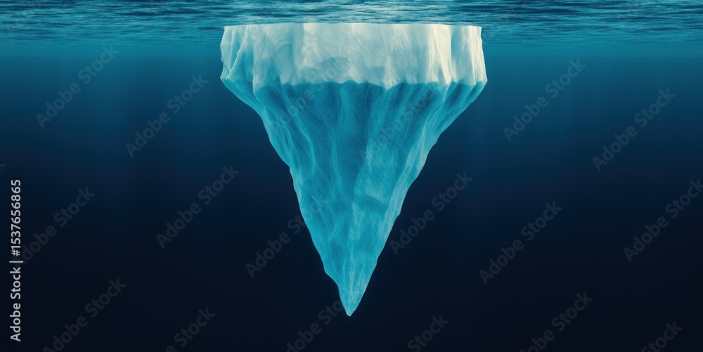 Obraz premium A large underwater iceberg with a significant visible portion