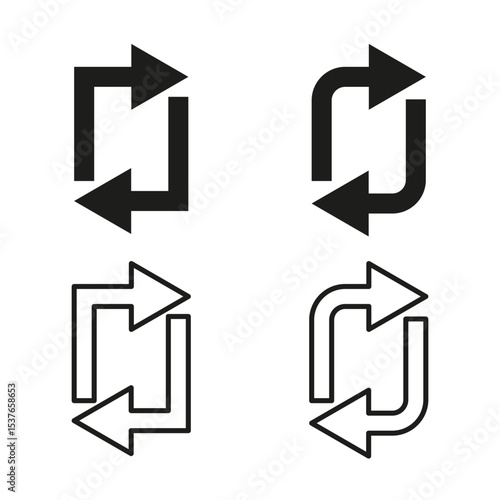 Double arrow icon. Reversible direction vector. Black white contrast. Abstract movement shape.