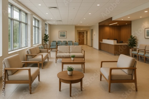 Wallpaper Mural Modern hospital lobby design with sleek contemporary architecture and comfortable patient areas creating welcoming healthcare environment Torontodigital.ca