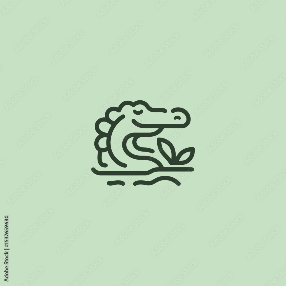 Obraz premium Crocodile logo in minimalist and simple line art style.
