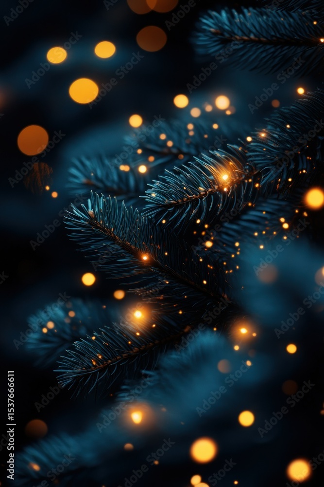 custom made wallpaper toronto digitalFestive Fir Branch with Glowing Golden Lights
