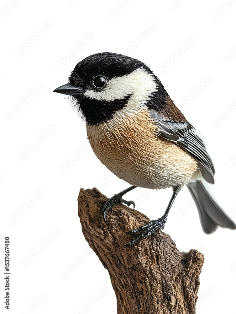 Fototapeta premium Exquisite Black-capped Chickadee on Branch PNG