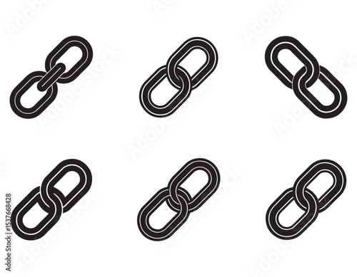 set of chain link icon silhouette vector illustration