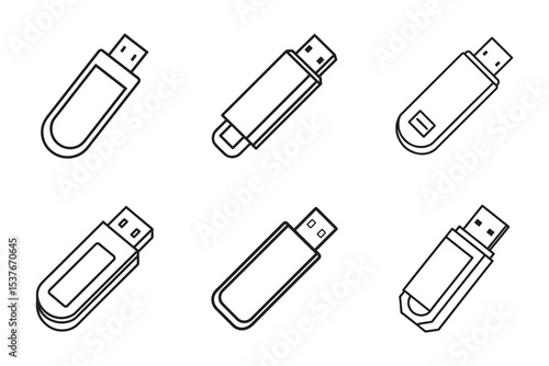 flash disk icon outline silhouette vector illustration
