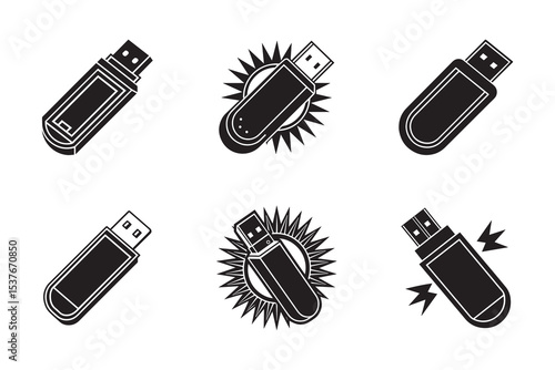 flash disk icon silhouette vector illustration