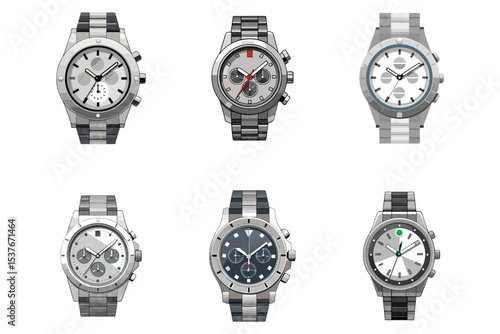 luxury silver men s wristwatch vector illustration