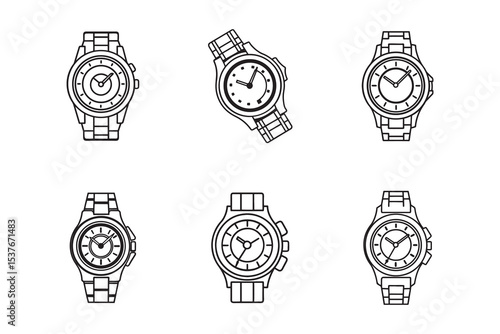 royal premium hand watch line art silhouette vector illustration