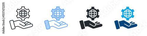 Services Icon Set Multiple Style. Design In Outline, Blue, Glyph, Dualtone