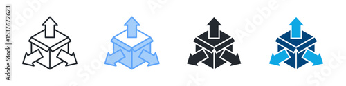 Versatility Icon Set Multiple Style. Design In Outline, Blue, Glyph, Dualtone