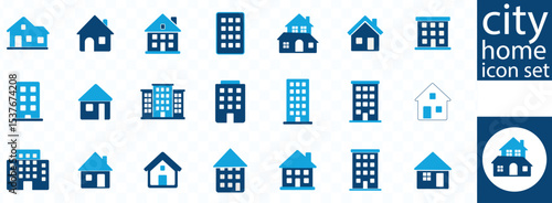 city Home icon set. home, flat, property, building, city, town, key, moving, location, house, Editable stroke. Vector illustration