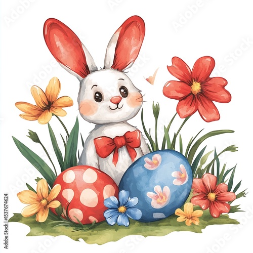 Adorable Easter Bunny in a Spring Garden