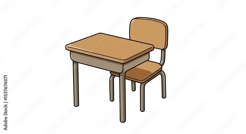 Fototapeta premium Simple school desk and chair illustration