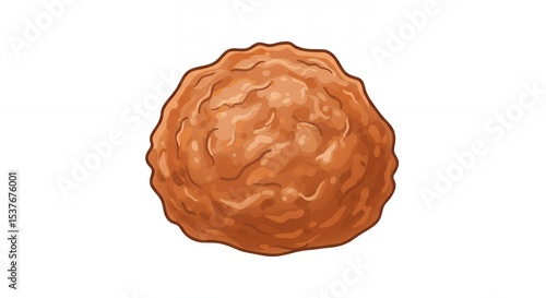 Round light brown meatball illustration