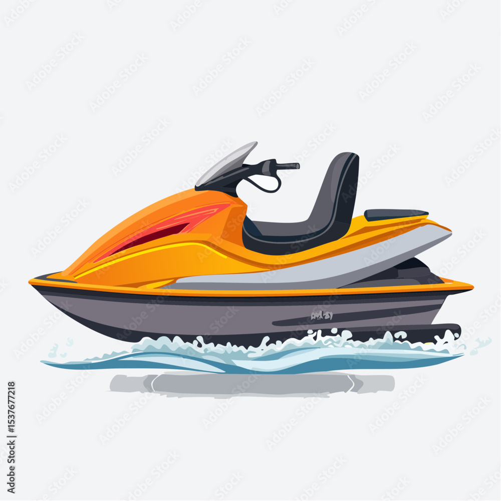 Fototapeta premium Orange and Gray Jet Ski Illustration High-Speed Watercraft Design