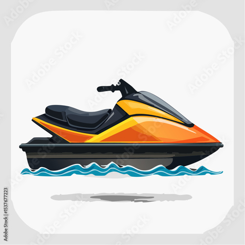 Orange and Black Jet Ski Illustration  Watercraft Design for Summer Fun