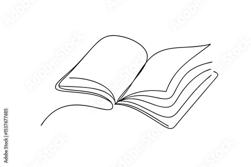 Open book continuous line art simple minimalist design