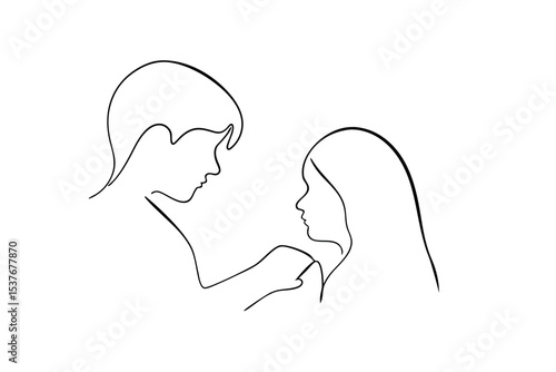 Romantic couple continuous line art minimalist drawing