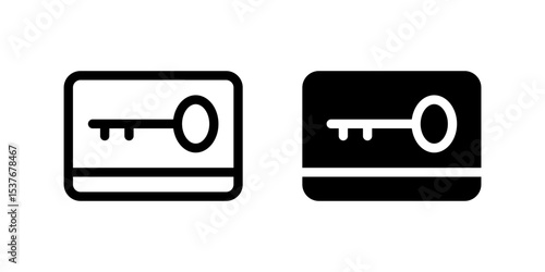 Keycard Icon Set. A black icon of a keycard, representing room access or security in hotels.