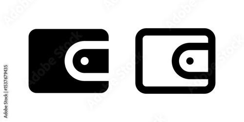 Payment Method Wallet Icon Set. A black glyph and outline icon of a wallet, indicating payment options.