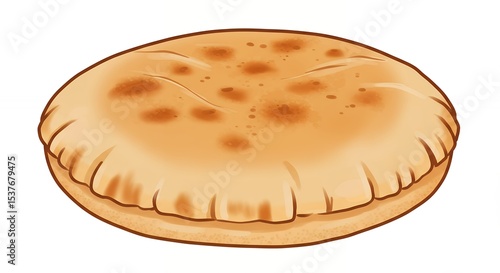 Round light brown flatbread illustration