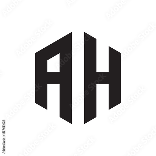 Minimalist AH Monogram Logo Design in Black