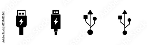 Usb icon set. Flash disk icon vector