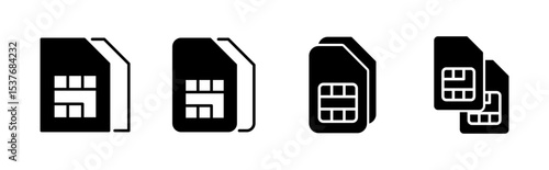 Sim card icon set. dual sim card icon vector