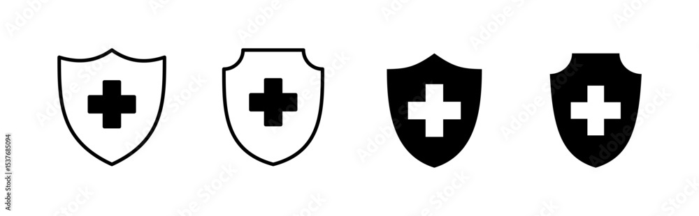 Obraz premium Health insurance icon set. Insurance health document icon