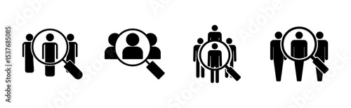Hiring icon set. Search job vacancy icon. Human resources concept. Recruitment