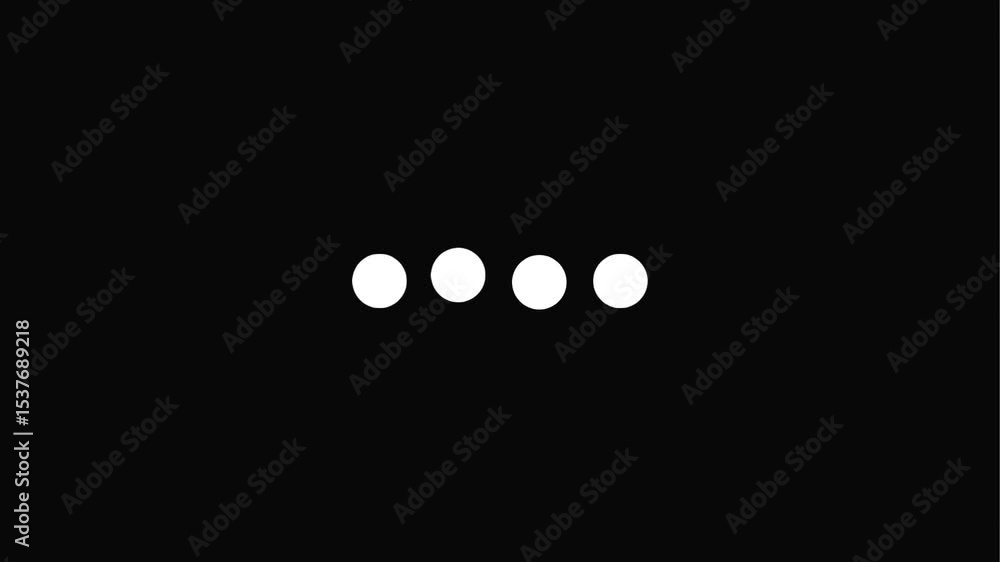 Minimalist loading animation with four white dots bouncing in sequence ...