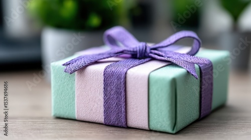 Gift box with pastel ribbon