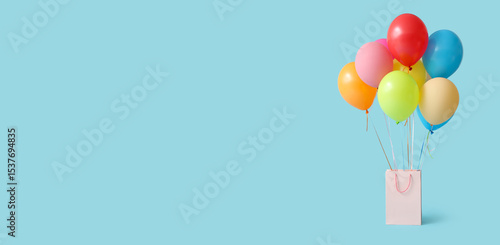 Colorful balloons and shopp...