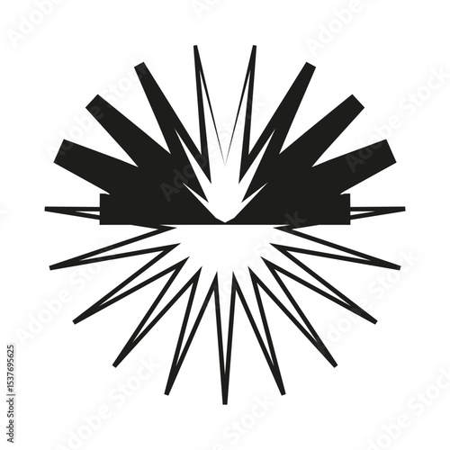 Starburst shape icon. Dynamic spike symbol. Radiant flare vector. Abstract burst motif.