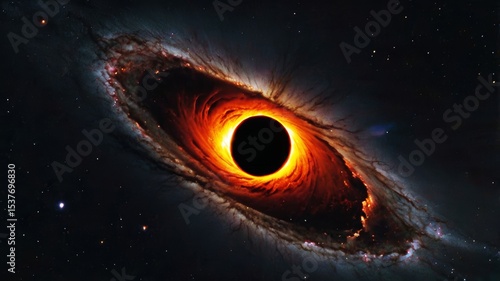 A solar eclipse casts a dark, glowing ring around the moon as it circles the fiery sun, illuminating the blue planet Earth in the vast, black energy of space