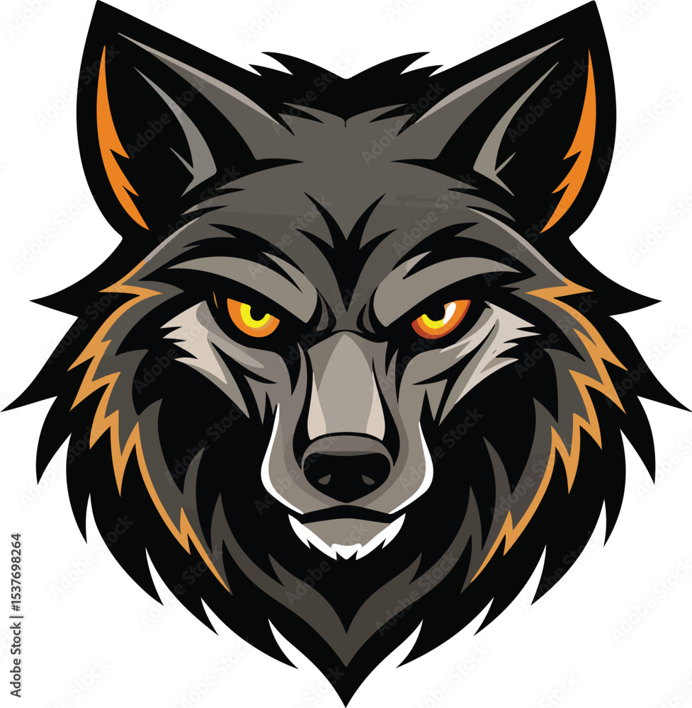 Fototapeta premium Angry wolf head vector art