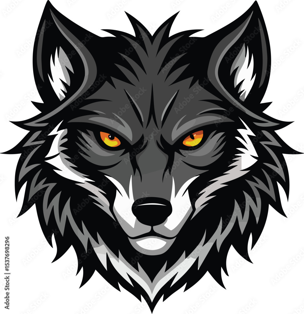 Fototapeta premium Angry wolf head vector art