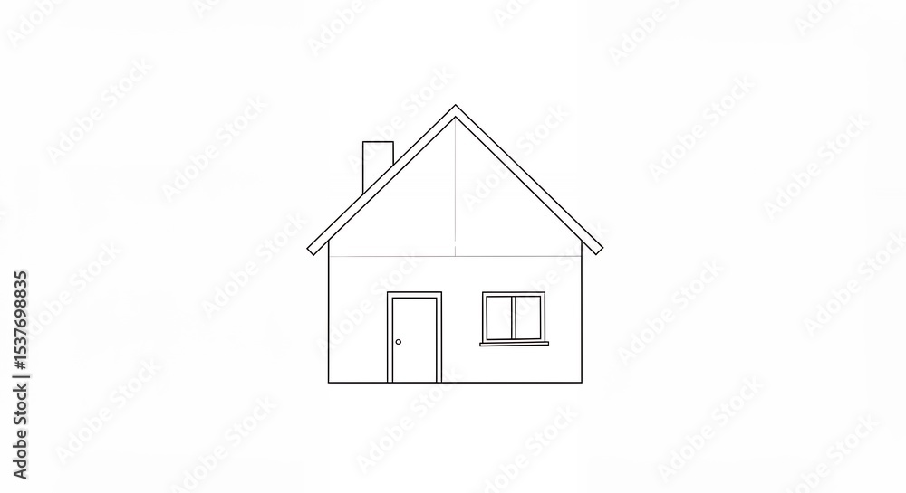 Fototapeta premium Outlined house drawing
