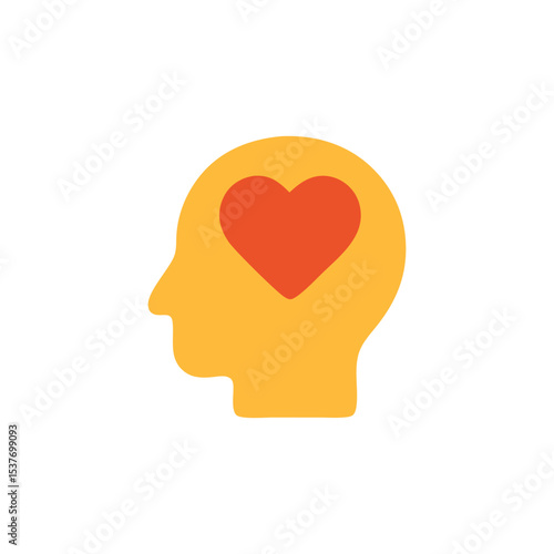 Simple illustration depicting a human head with a heart symbol within.
