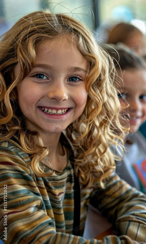 Smiling girl with curly hair Smiling girl with curly hair