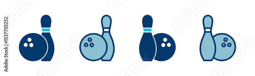 Bowling game Pin Icon vector isolated on white background. Bowling icon, ball and pin