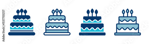 Cake icon vector isolated on white background. Cake vector. Birthday cake icon