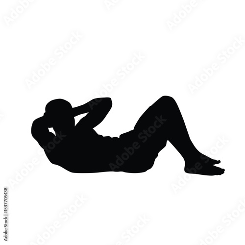 Silhouette of Person Doing Sit-Ups for Fitness and Exercise