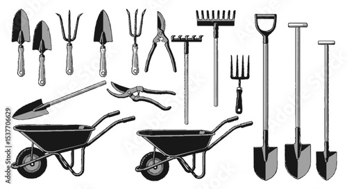set of gardening tools
